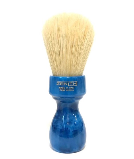 Pennello da barba ZENITH setola sbiancata manico resina blu cobalto 507BC SE