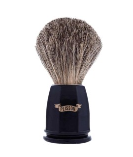 PLISSON 1808 Russian grey badger hair octagonal acetate black handle shaving brush