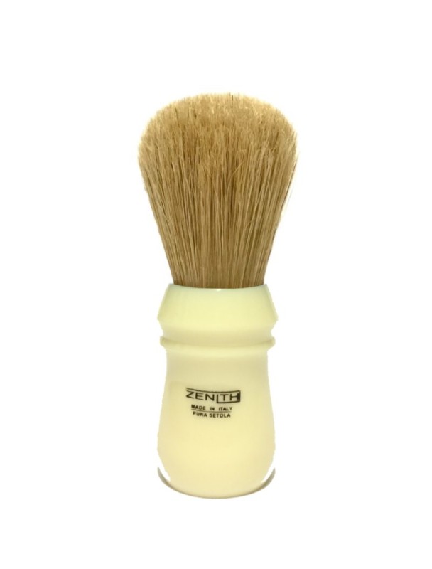 ZENITH pure bristle unbleached plastic handle ivory color black ring shaving brush 80B XSE