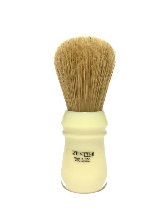 ZENITH pure bristle unbleached plastic handle ivory color black ring shaving brush 80B XSE