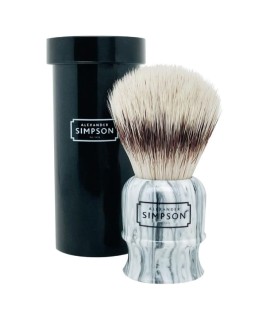Brocha de afeitar de viaje SIMPSON sintético Highbury faux mármol gris italiano con tubo 2234SS1T