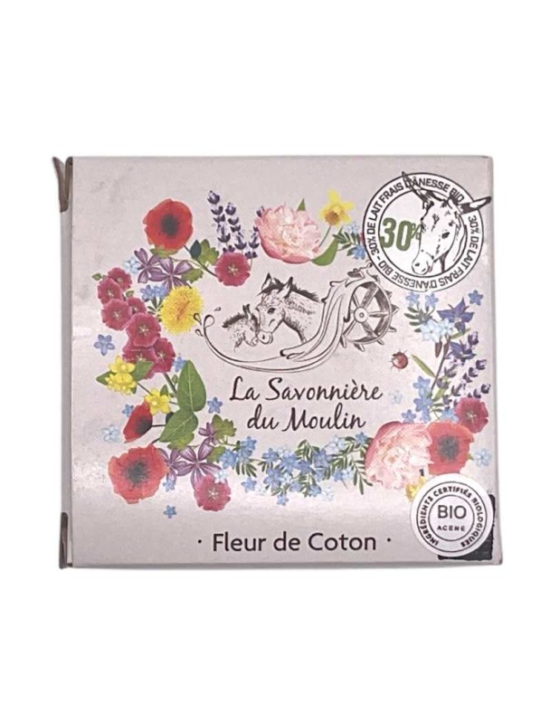 Jabón para cuerpo y manos LA SAVONNIERE DU MOULIN Aroma natural de flor de algodón 30% leche de burra 80g