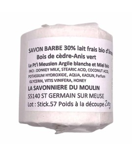 LA SAVONNIERE DU MOULIN Cedres et Anis refill for ceramic bowl shaving soap 30% Organic Donkey Milk 200g