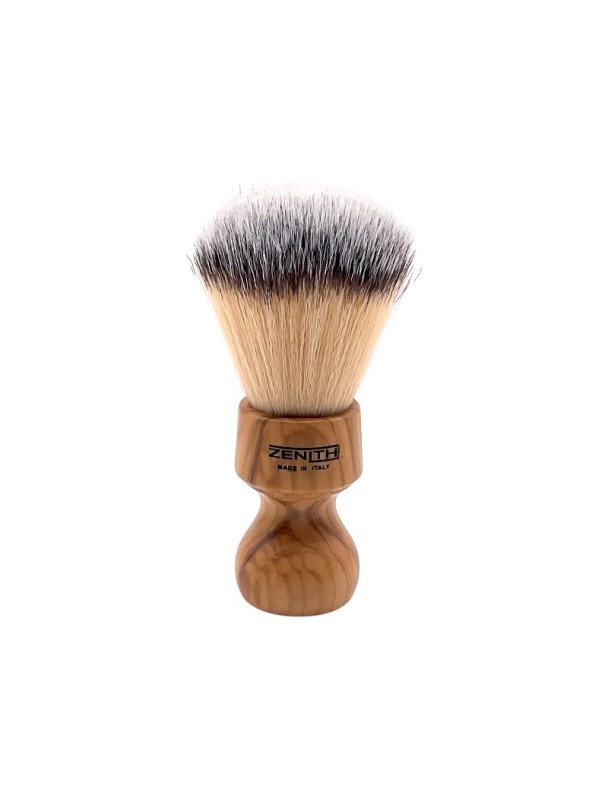 Brocha de afeitar ZENITH nudo sintético Premium mango madera olivo 506U SPR