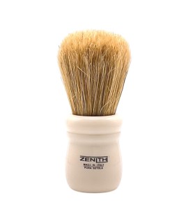Brocha de afeitar ZENITH de cerda natural no blanqueada mango resina color blanco 505AK XSE