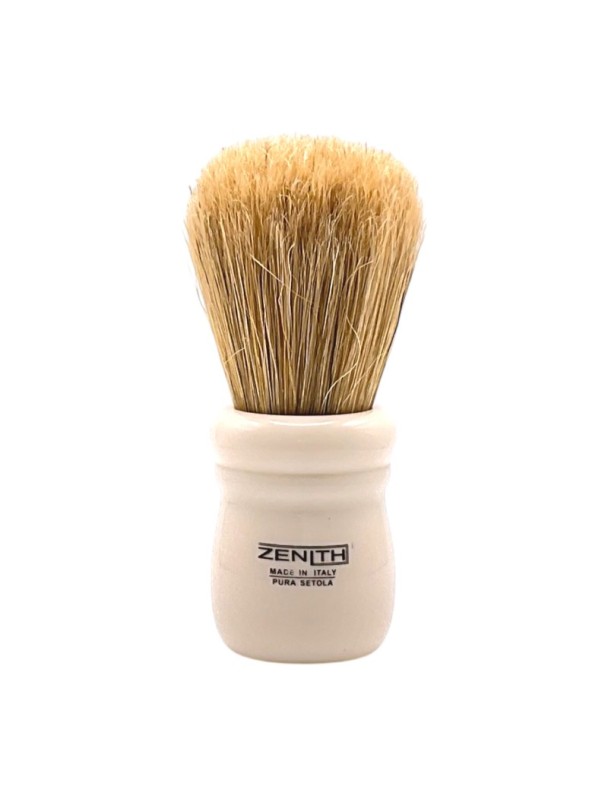 Pennello da barba ZENITH pura setola non sbiancata manico resina colore bianco 505AK XSE