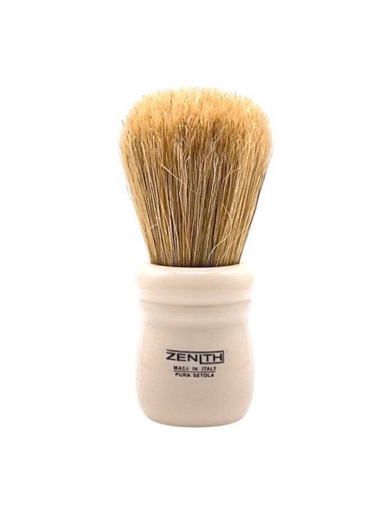 Brocha de afeitar ZENITH de cerda natural no blanqueada mango resina color blanco 505AK XSE