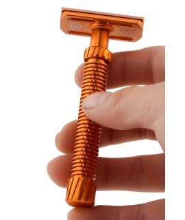 Maquinilla de afeitar clásica M3teorite aluminio mango largo color naranja