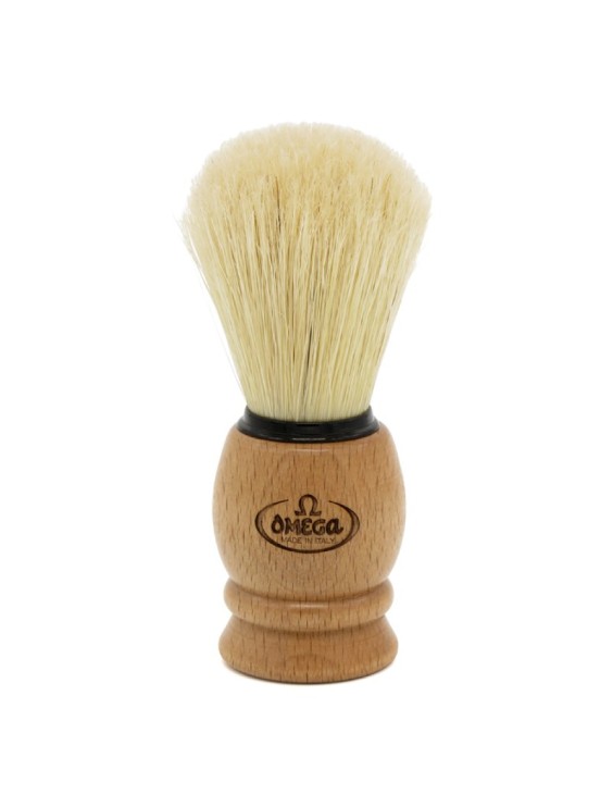 Brocha de afeitar OMEGA cerda Jabalí blanqueada mango en madera haya 11950/NA